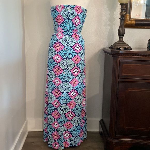 Lilly Pulitzer Marlisa Maxi Dress Bright Navy Behind The Gate Size Medium - Picture 2 of 9